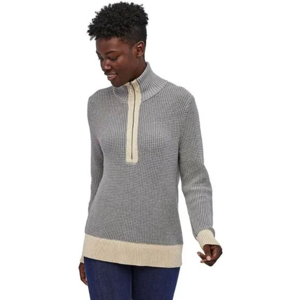Patagonia Women's Ponderosa Pine 1/4-Zip Gray Cream Small